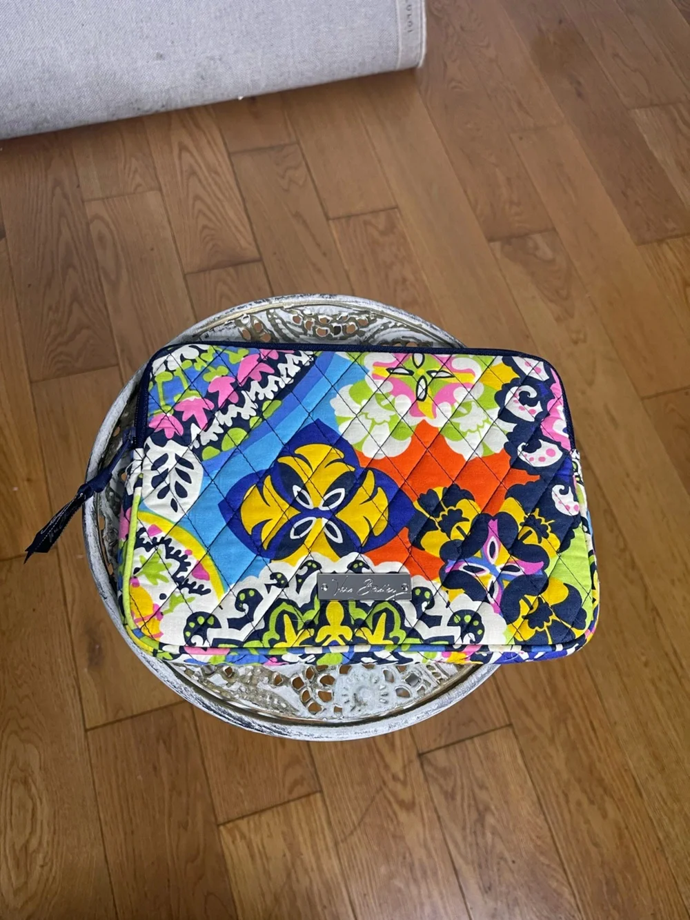 Vera Bradley Rio e-reader sleeve features a colorful geometric patchwork pattern